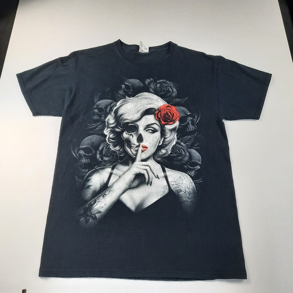 Vintage Fruit Of The Loom Tattooed Marilyn Monroe Rose Skeleton Medium